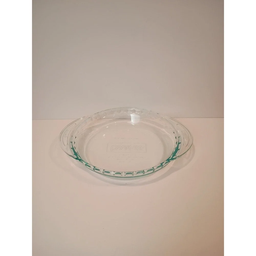 Pyrex Blue Tint Clear Glass Pie Plate Baking Dish 9.5